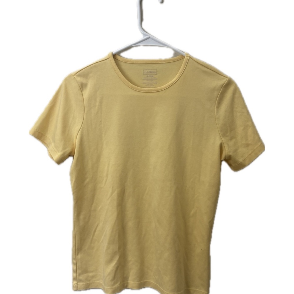 L.L. Bean Yellow Cotton T-Shirt Womens Small Classic Crewneck Casual Tee